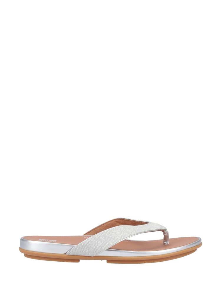 FitFlop Silver Gracie Shimmerlux Toe Post Sandals - Image 1 of 5