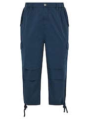 Yours Curve Blue Cargo Cropped 100% Cotton Trousers - Image 5 of 5