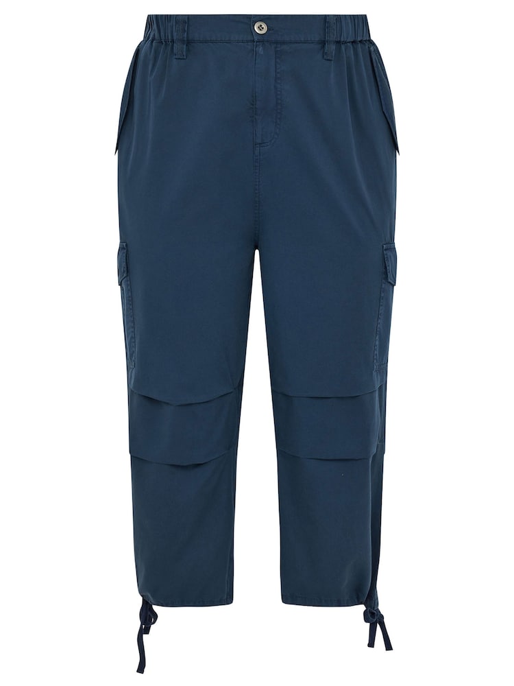 Yours Curve Blue Cargo Cropped 100% Cotton Trousers - Image 5 of 5