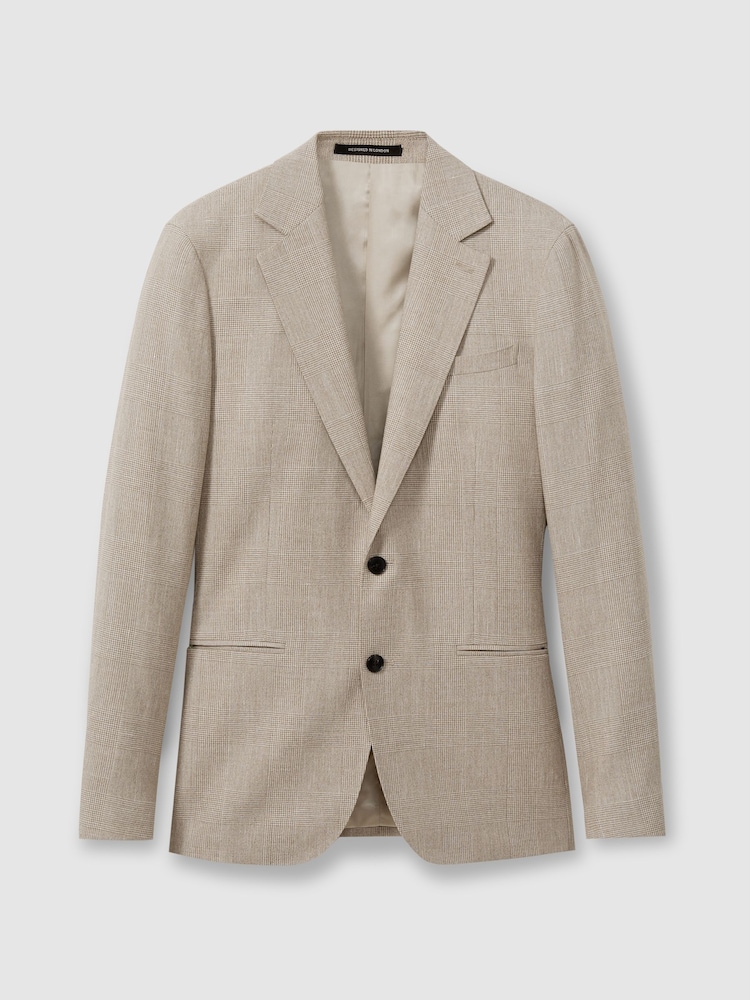Reiss Elliot Einreihiger Blazer mit Karomuster aus Wolle und Leinen - Bild 2 von 7 Reiss Elliot Einreihiger Blazer mit Karomuster aus Wolle und Leinen - Bild 2 von 7