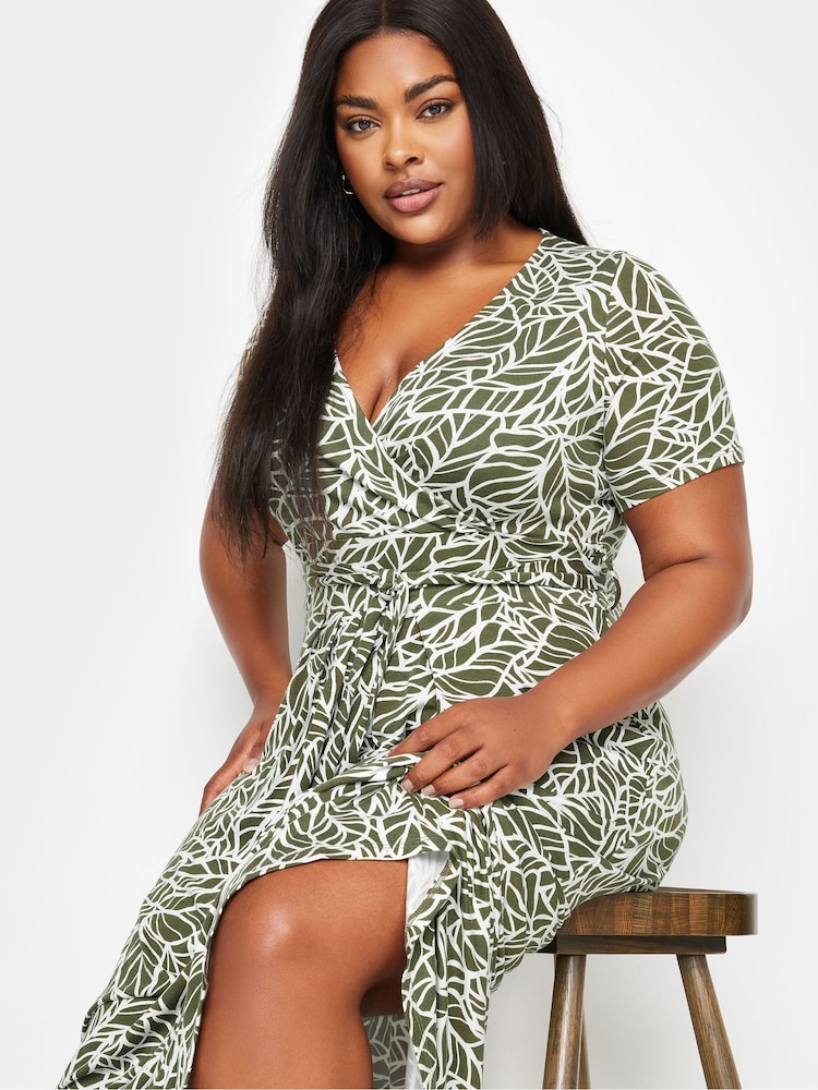 Yours Curve Green Wrap Dress - Image 4 of 6