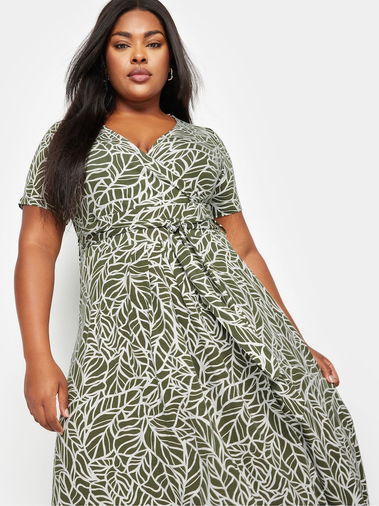 Yours Curve Green Wrap Dress - Image 5 of 6