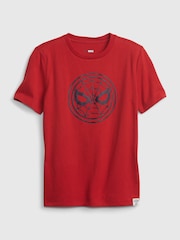 Gap Red Spider-Man Logo Graphic Organic Cotton Short Sleeve T-Shirt (4-13yrs) - Image 1 of 1