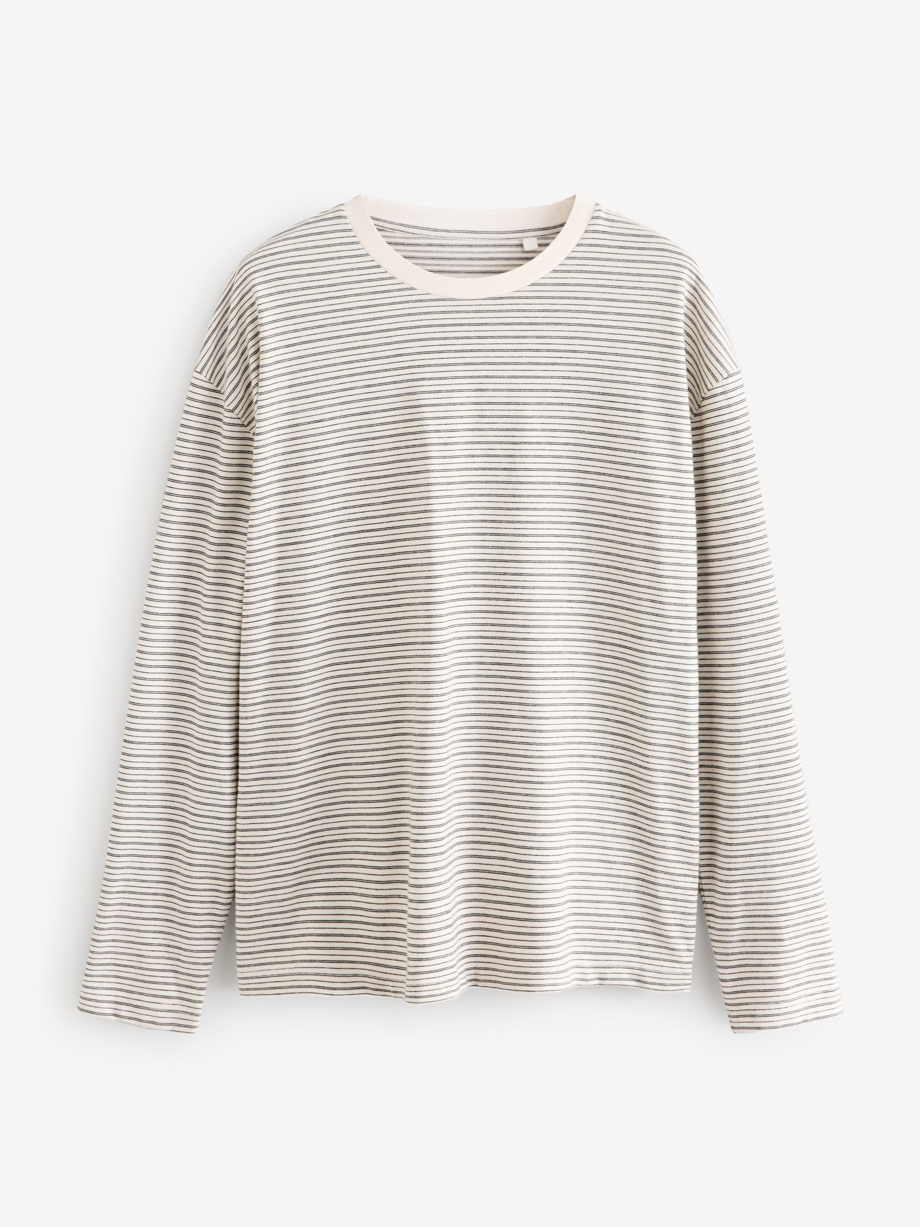 Buy Cream/Black Stripe Relaxed Fit Long Sleeve Heavyweight