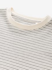 Cream/Black Stripe Relaxed Fit Long Sleeve Heavyweight 100% Cotton T-Shirt - Image 7 of 7