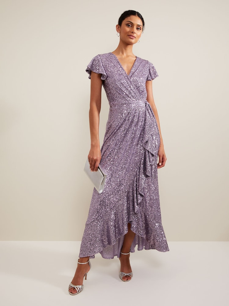 Phase Eight Purple Carina Sequin Maxi Dress - Image 1 of 7