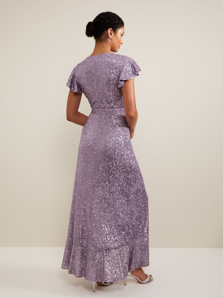 Phase Eight Purple Carina Sequin Maxi Dress - Image 2 of 7