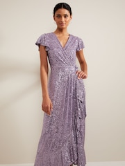 Phase Eight Purple Carina Sequin Maxi Dress - Image 3 of 7