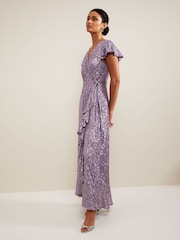 Phase Eight Purple Carina Sequin Maxi Dress - Image 5 of 7