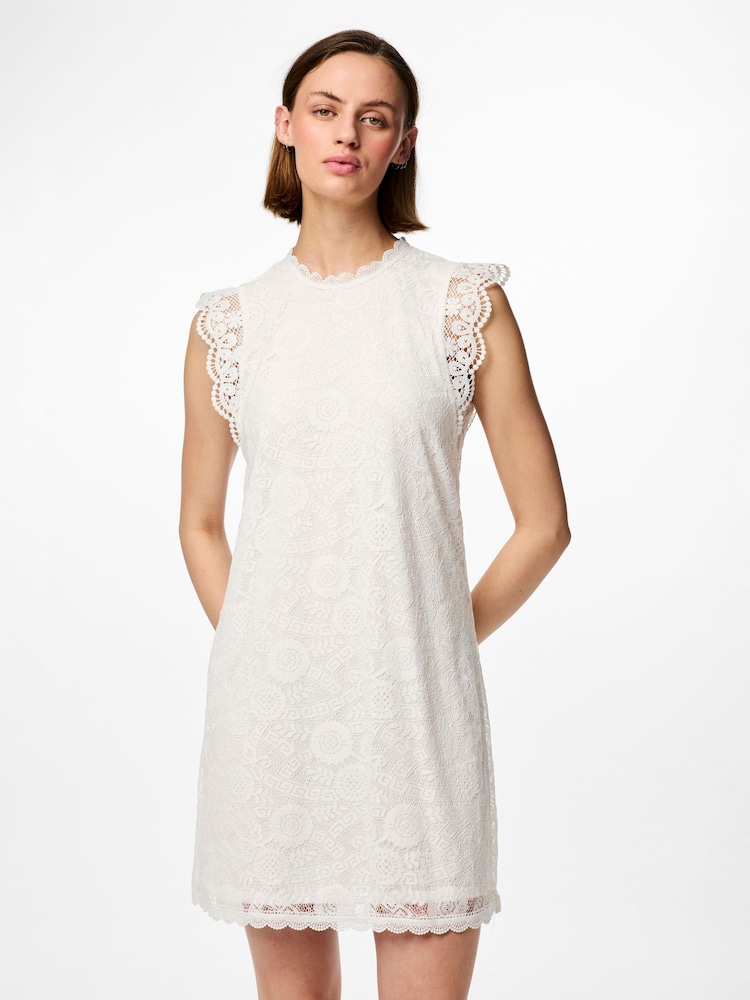 PIECES White Lace Detail Dress - Image 1 of 6