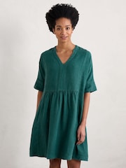 Seasalt Cornwall Blue 100% Linen Draw Kiln Dress - Image 1 of 5