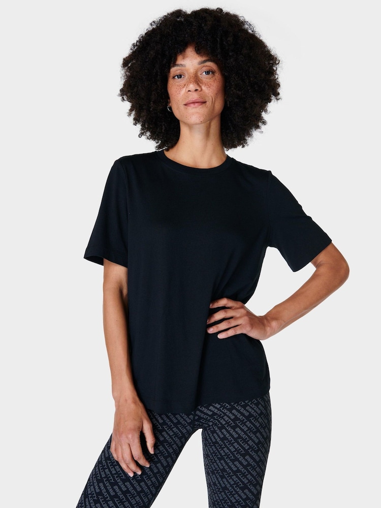 Sweaty Betty Black Essential Crew Neck T-Shirt - Image 1 of 7