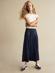 Rinse Wash Pleat Front 100% Cotton Maxi Skirt - Image 1 of 5
