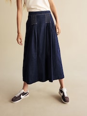 Rinse Wash Pleat Front 100% Cotton Maxi Skirt - Image 3 of 5