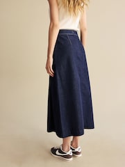 Rinse Wash Pleat Front 100% Cotton Maxi Skirt - Image 4 of 5