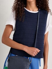 Seasalt Cornwall Blue Woven Sea Fan Leather Cross-Body Bag - Image 1 of 2