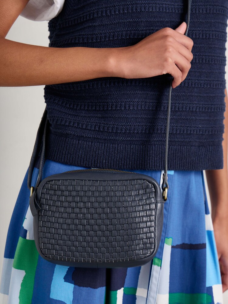 Seasalt Cornwall Blue Woven Sea Fan Leather Cross-Body Bag - Image 2 of 2 Seasalt Cornwall Blue Woven Sea Fan Leather Cross-Body Bag - Image 2 of 2