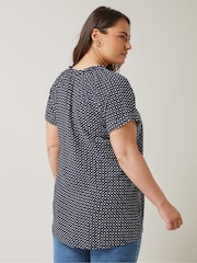 Blau - Evans Curve Dot Print Tie Neck Blouse - Bild 2 von 5
