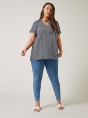 Blau - Evans Curve Dot Print Tie Neck Blouse - Bild 3 von 5