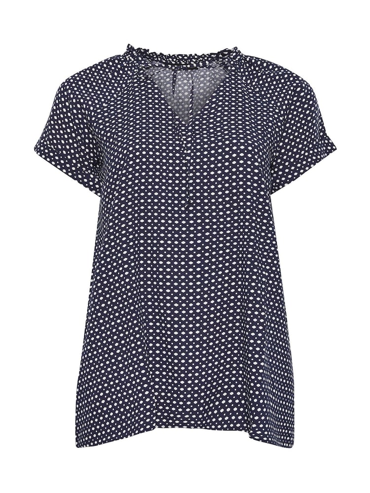 Blau - Evans Curve Dot Print Tie Neck Blouse - Bild 5 von 5