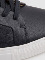 Reiss Dark Navy Luca Tumbled Grained Leather Trainers - Image 5 of 5