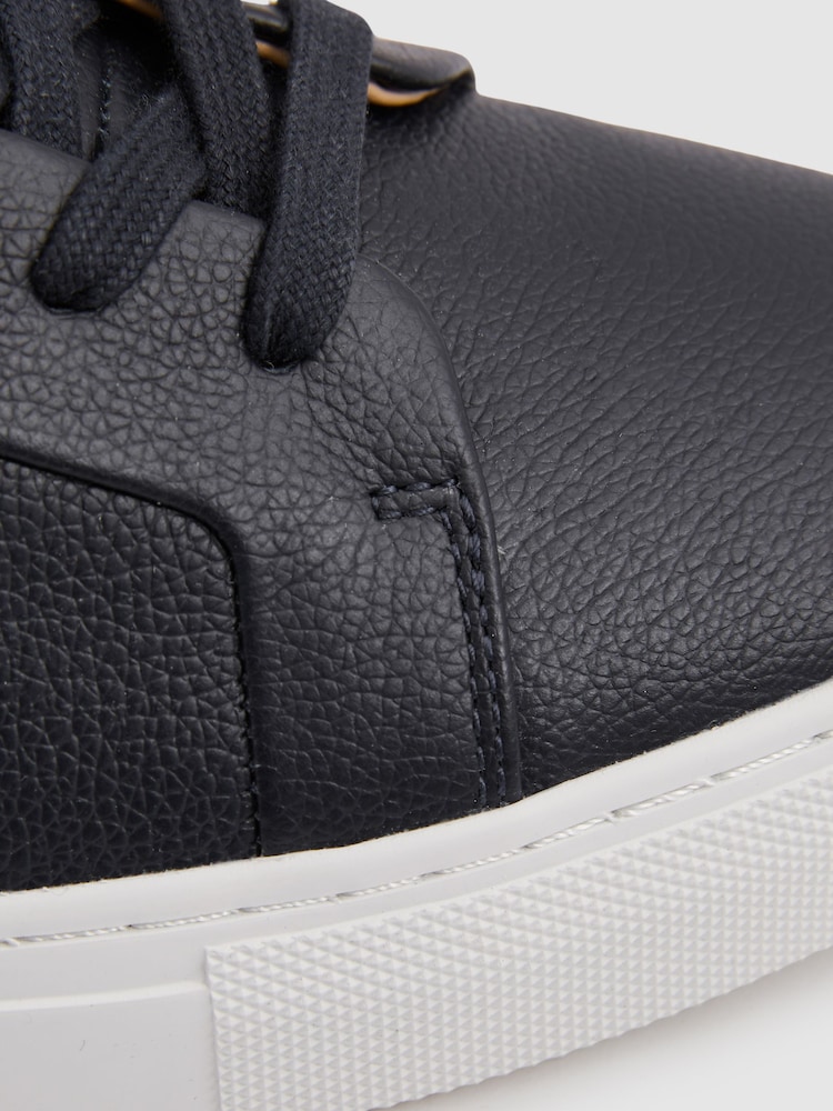 Reiss Dark Navy Luca Tumbled Grained Leather Trainers - Image 5 of 5 Reiss Dark Navy Luca Tumbled Grained Leather Trainers - Image 5 of 5