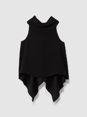 Reiss Black Simone Split Back Cowl Neck Top - Image 2 of 6