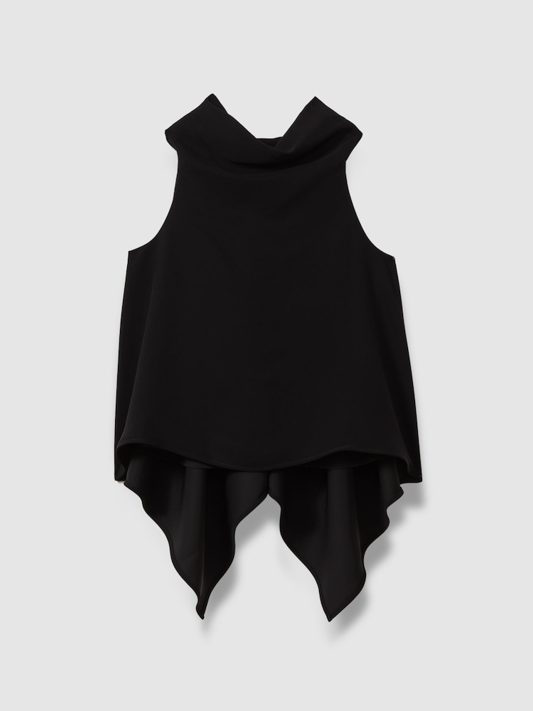 Reiss Black Simone Split Back Cowl Neck Top - Image 2 of 6