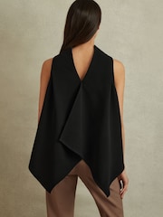 Reiss Black Simone Split Back Cowl Neck Top - Image 5 of 6