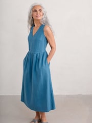 Seasalt Cornwall Blue Lowland Heather Sleeveless Dress - Image 3 of 7