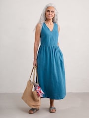 Seasalt Cornwall Blue Lowland Heather Sleeveless Dress - Image 5 of 7