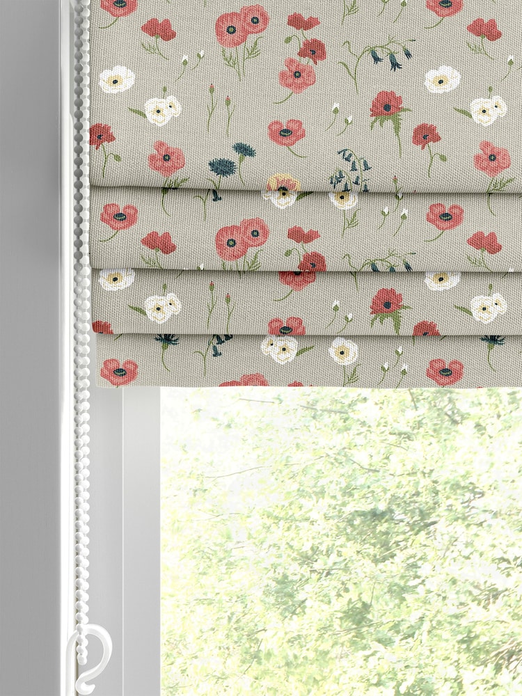 Sophie Allport Red Poppy Meadow Made to Measure 100% Cotton Roman Blinds - Image 2 of 6