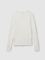 Reiss Cream Annie Wool Blend Crew Neck Jumper with Cashmere - Image 2 of 5