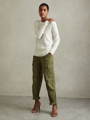 Reiss Cream Annie Wool Blend Crew Neck Jumper with Cashmere - Image 3 of 5