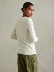 Reiss Cream Annie Wool Blend Crew Neck Jumper with Cashmere - Image 4 of 5