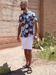 Threadbare Dark Blue Print Short Sleeve Shirt - Image 3 of 4