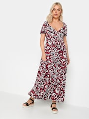 Yours Curve Red Floral Wrap Maxi Dress - Image 1 of 5