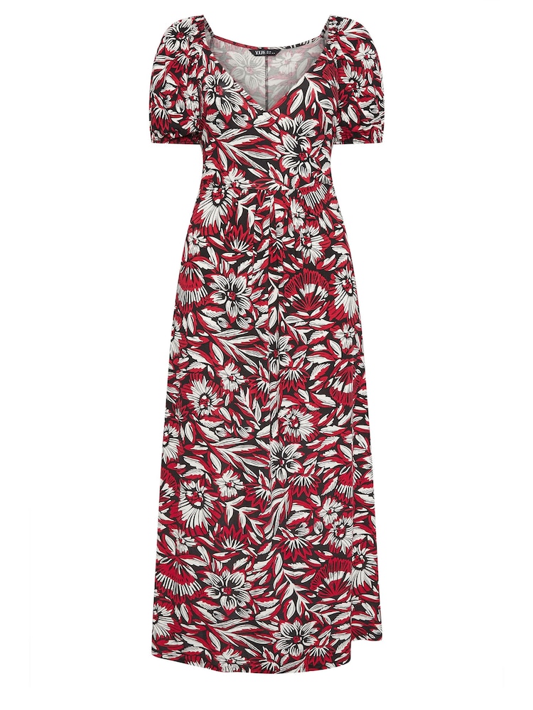 Yours Curve Red Floral Wrap Maxi Dress - Image 5 of 5