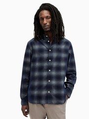 AllSaints Blue Salinas Long Sleeve Shirt - Image 1 of 5