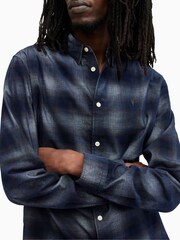 AllSaints Blue Salinas Long Sleeve Shirt - Image 4 of 5