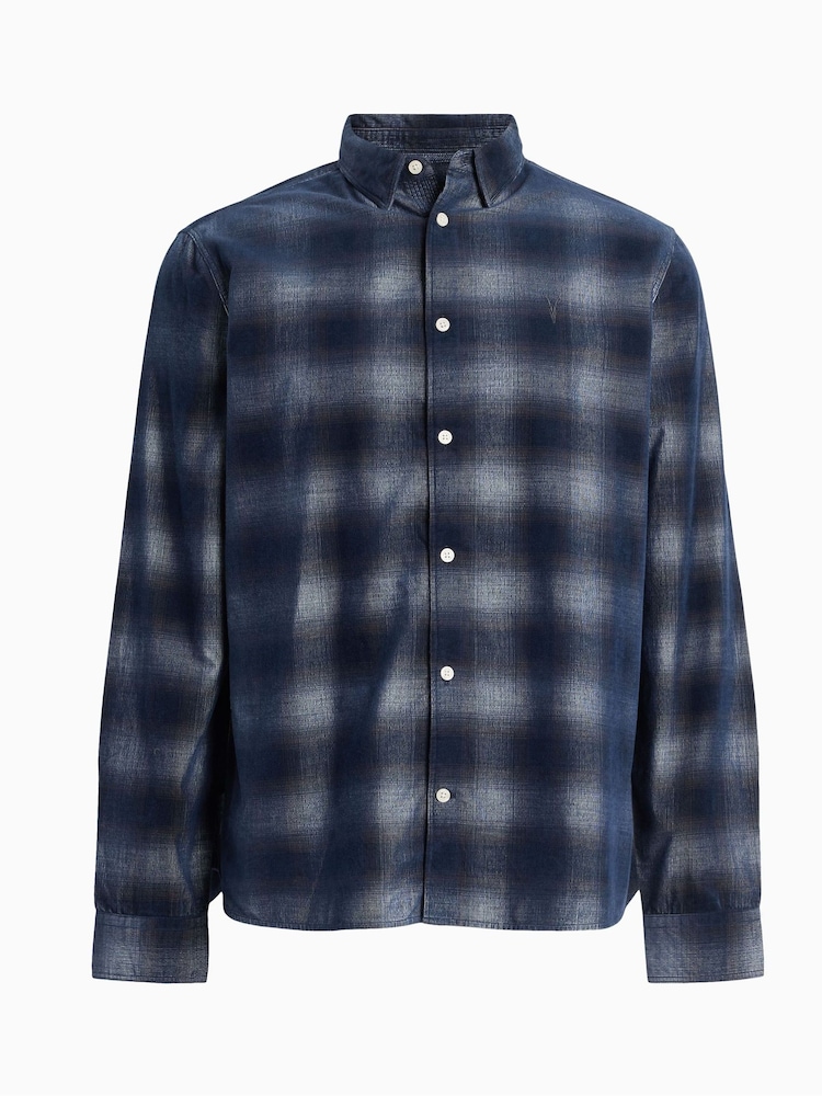 AllSaints Blue Salinas Long Sleeve Shirt - Image 5 of 5