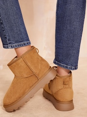 Friends Like These Brown Cosy Faux Suede Fur Lined Ankle Boot - Image 3 of 4