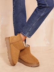 Friends Like These Brown Cosy Faux Suede Fur Lined Ankle Boot - Image 4 of 4