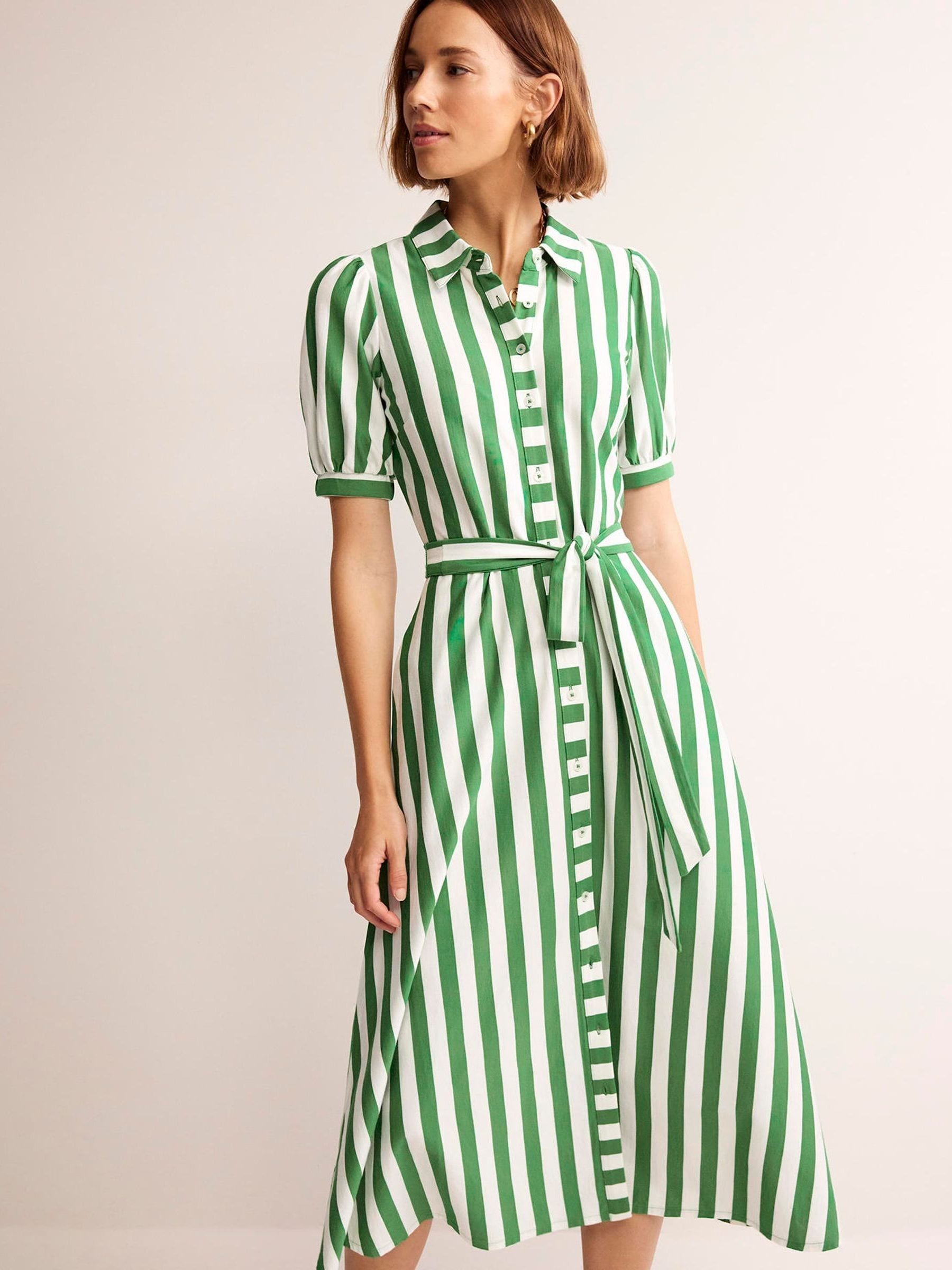 Buy Boden Green Stripe Libby Jersey Midi Shirt Dress from Next USA