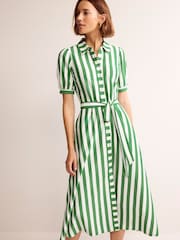 Boden Green Stripe Libby Jersey Midi Shirt Dress - Image 2 of 5