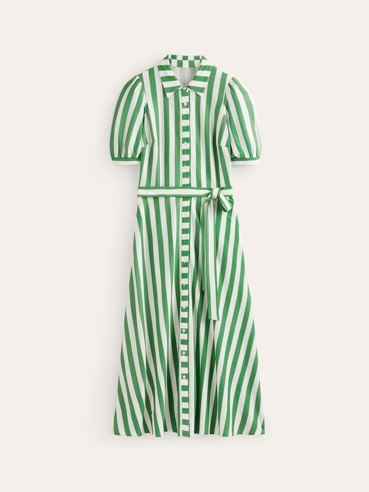 Boden Green Stripe Libby Jersey Midi Shirt Dress - Image 5 of 5