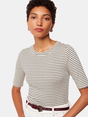 Whistles Blue Slim Stripe T-Shirt - Image 1 of 5