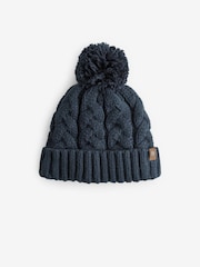 Navy Blue Cable Knit Pom Hat (1-16yrs) - Image 4 of 5