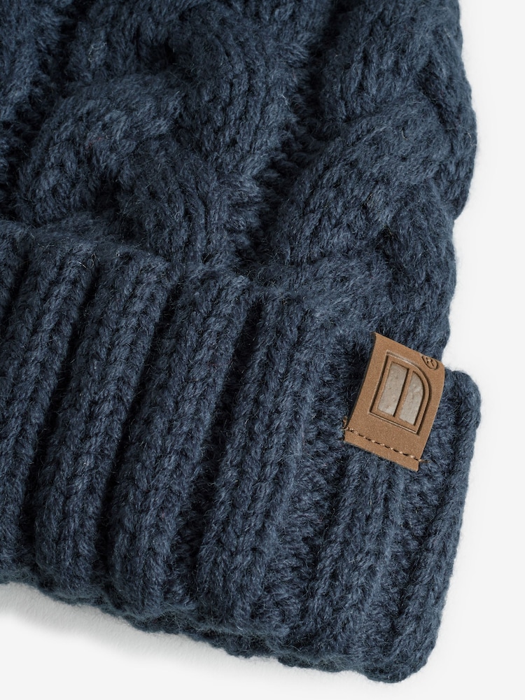 Navy Blue Cable Knit Pom Hat (1-16yrs) - Image 5 of 5