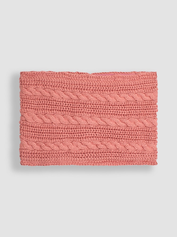 JoJo Maman Bébé Dusky Pink Cable Knitted Neck Cosy Scarf - Image 1 of 4